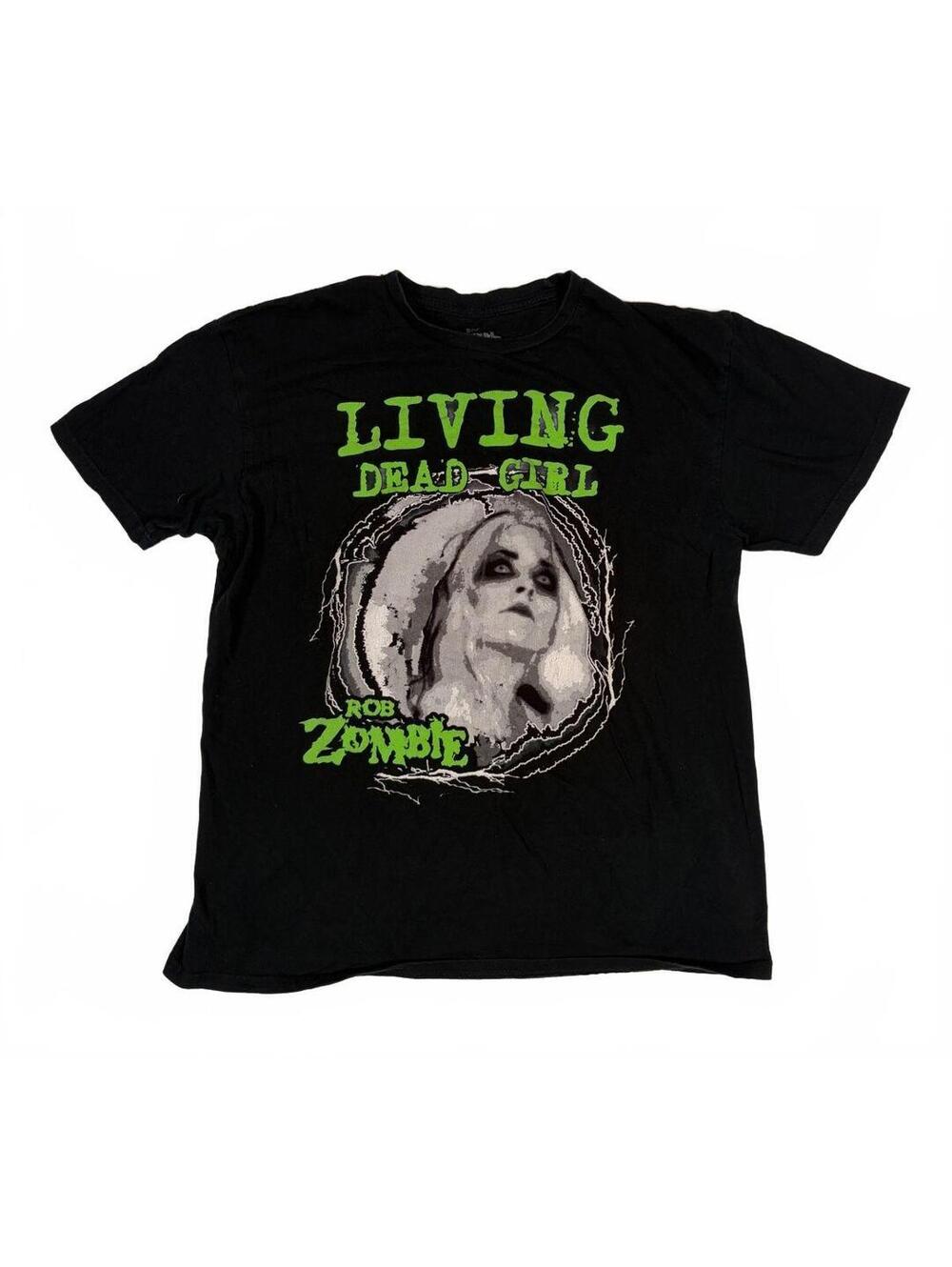 Y2K Goth Rob Zombie Living Dead Girl Men's XL Black Horror Metal Graphic T-Shirt